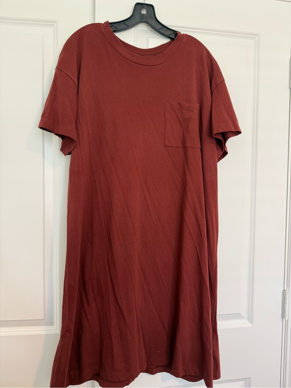 Madewell Short Sleeve Pocket T-Shirt Dress in Rust
